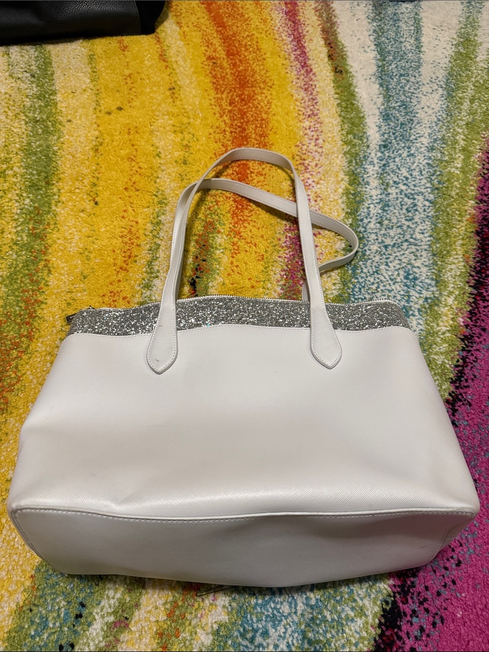 kate spade Gray Tote with Silver Glitter Trim